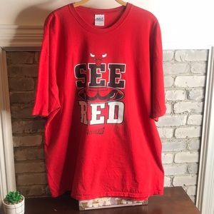 Vtg Gildan NBA Chicago Bulls See Red NBA Plyaoffs